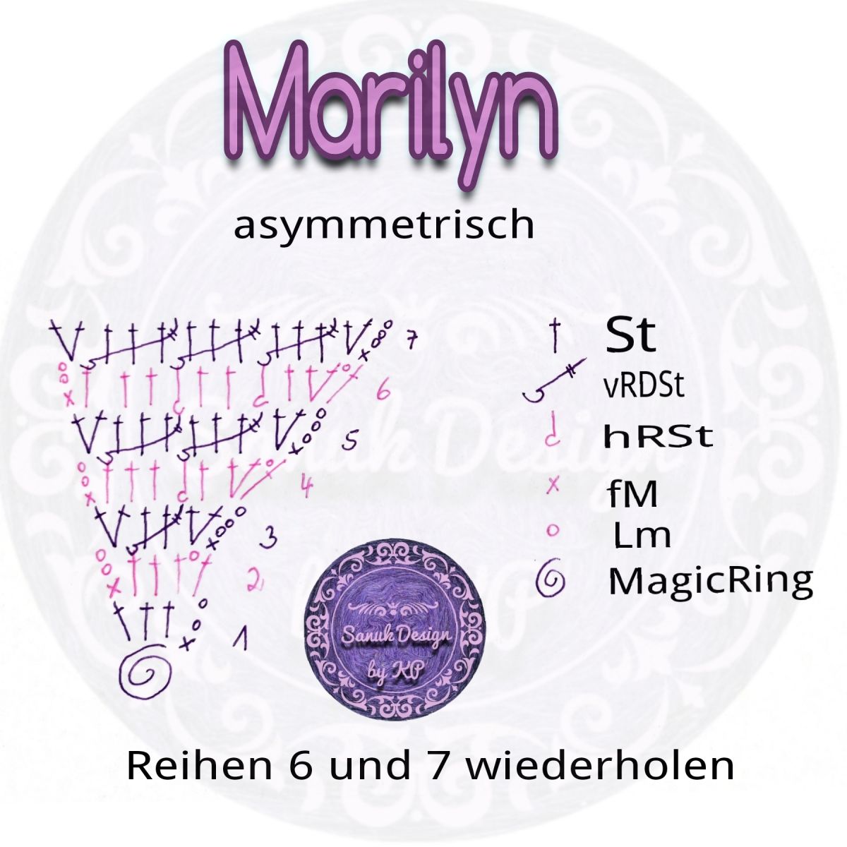 Blog-Inhaltsbild für 'kostenlose Häkelanleitung asymmetrische Version Dreieckstuch Marilyn - raffiniert: je nach Machart ändert sich die Optik'